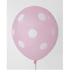 Pink - White Polkadots Printed Balloons